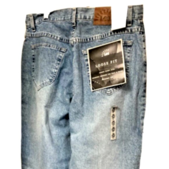 Lee Riveted Jeans Vintage Lee Jeans Womens 6m Lt Blast Blue Loose Fit Straight Leg Riveted
